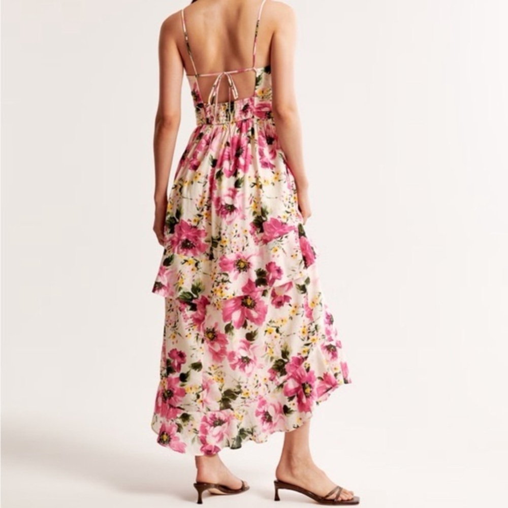 Abercrombie & Fitch Dress Womens Large Tall Floral Tiered Ruffle Maxi - Picture 11 of 11